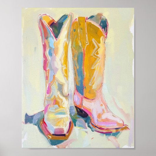 女性のカーボーイブーツ絵を描ズデコールウェスタンランチ ポスター (正面)