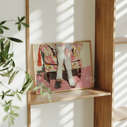 女性のカーボーイブーツ絵を描レトロヴィンテージ光沢ポスター ポスター