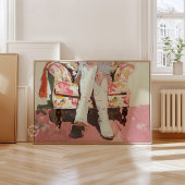 女性のカーボーイブーツ絵を描レトロヴィンテージ光沢ポスター ポスター