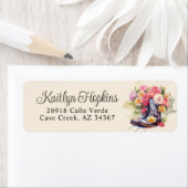 女性のカーボーイブーツ花差出人住所ラベル ラベル (インサイチュ)