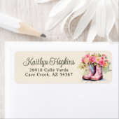 女性のカーボーイブーツ花差出人住所ラベル ラベル (インサイチュ)