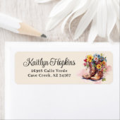 女性のカーボーイブーツ花差出人住所ラベル ラベル (インサイチュ)