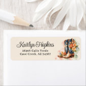 女性のカーボーイブーツ花差出人住所ラベル ラベル (インサイチュ)