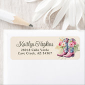 女性のカーボーイブーツ花差出人住所ラベル ラベル (インサイチュ)