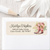 女性のカーボーイブーツ花差出人住所ラベル ラベル (インサイチュ)