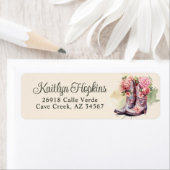 女性のカーボーイブーツ花差出人住所ラベル ラベル (インサイチュ)