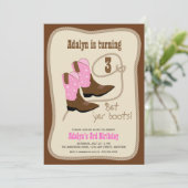 女性のカーボーイブーツ |ガールズウェスタン誕生日パーティー 招待状 (スタンド正面)