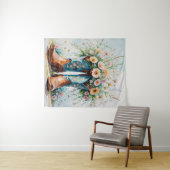 女性のカーボーイブーツ&フラワータペストリー | ウォールアート タペストリー (インサイチュ(横))