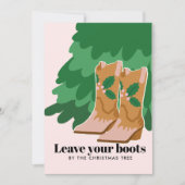 女性のカーボーイブーツbyクリスマスツリーホリデーカード シーズンカード (正面)