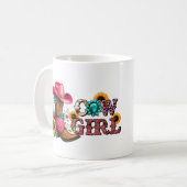 女性のカーボーイブートとハットパーソナライズされた コーヒーマグカップ (正面左)