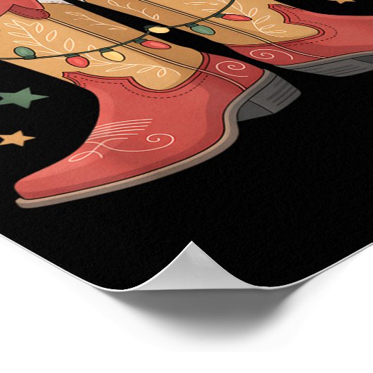 女性のカーボーイブートウエスタンクリスマスライトカントリーWome ポスター (角)