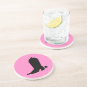女性のカーボーイブートシルエット（ピンク） コースター (側面)