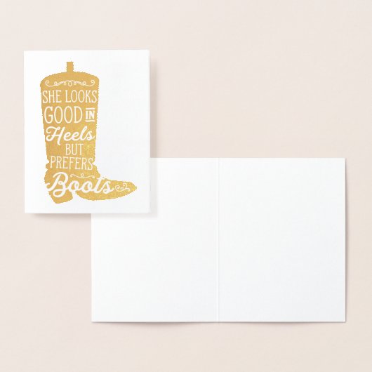 女性のカーボーイブートノートカード 箔カード (ディスプレー)