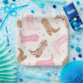 女性のカーボーイブートパーティープレート ペーパープレート (パーティー)