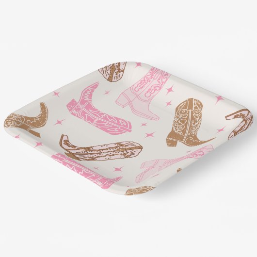 女性のカーボーイブートパーティープレート ペーパープレート (傾斜あり)