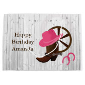 女性のカーボーイブート素朴ウッドデザインLGB ラージペーパーバッグ (正面)