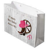 女性のカーボーイブート素朴ウッドデザインLGB ラージペーパーバッグ (裏面アングル)