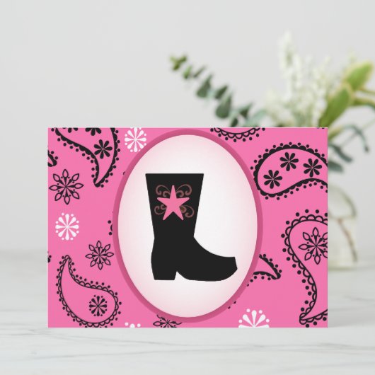 女性のカーボーイブート誕生日招待状 招待状 (スタンド正面)