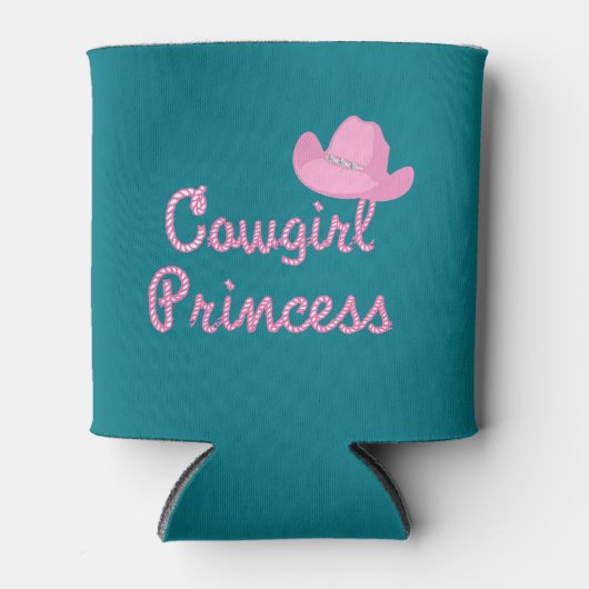 女性のカーボーイプリンセスとピンクハット 缶クーラー (正面)