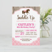 女性のカーボーイプリンセスサドルアップポニー誕生日 招待状 (スタンド正面)