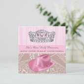 女性のカーボーイプリンセスベビーシャワー 招待状 (スタンド正面)