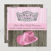 女性のカーボーイプリンセスベビーシャワー 招待状 (正面/裏面)