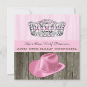 女性のカーボーイプリンセスベビーシャワー 招待状 (正面)