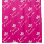 女性のカーボーイプリンセスロープ文字とピンクハット シャワーカーテン (正面)