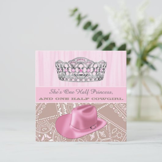 女性のカーボーイプリンセス誕生日パーティー 招待状 (スタンド正面)