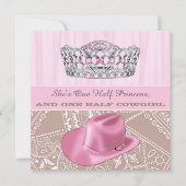 女性のカーボーイプリンセス誕生日パーティー 招待状 (正面)