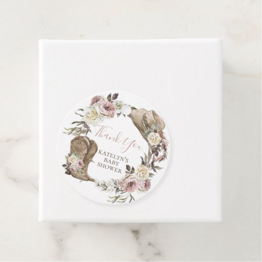 女性のカーボーイベビーシャワーありがとうラベル フェイバータグ (インサイチュ)