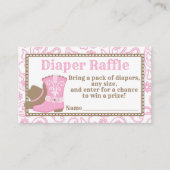 女性のカーボーイベビーシャワーおむつラッフルチケットピンク エンクロージャーカード (正面)