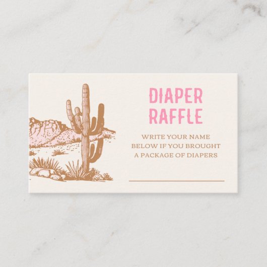 女性のカーボーイベビーシャワーおむつラッフルチケット エンクロージャーカード (正面)