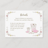 女性のカーボーイベビーシャワーカントリー西ピンクガール エンクロージャーカード (正面)