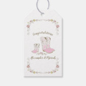 女性のカーボーイベビーシャワーカントリー西ピンクガール ギフトタグ (正面)