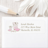 女性のカーボーイベビーシャワーカントリー西ピンクガール ラベル (インサイチュ)