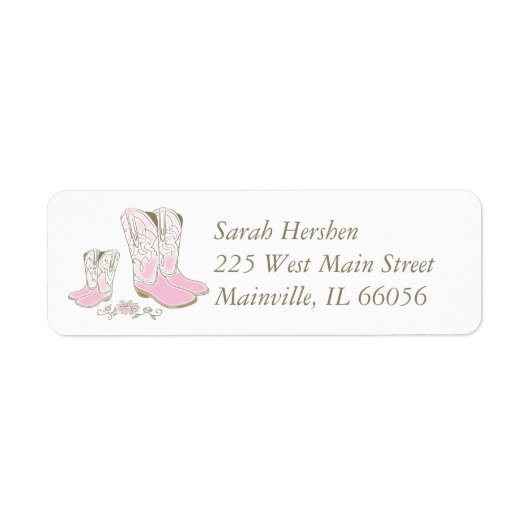 女性のカーボーイベビーシャワーカントリー西ピンクガール ラベル (正面)