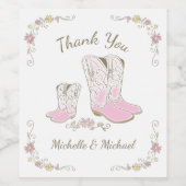 女性のカーボーイベビーシャワーカントリー西ピンクガール ワインラベル (シングルラベル)