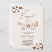 女性のカーボーイベビーシャワーガール 招待状 (正面)