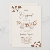 女性のカーボーイベビーシャワーガール 招待状 (正面/裏面)