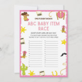 女性のカーボーイベビーシャワーゲーム – 編集可能な名前、5x7サイズ 招待状 (正面)