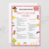 女性のカーボーイベビーシャワーゲーム – 編集可能な名前、5x7サイズ 招待状 (正面/裏面)