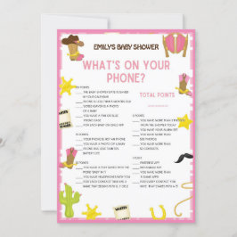 女性のカーボーイベビーシャワーゲーム – 編集可能な名前、5x7サイズ 招待状