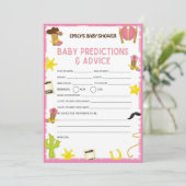 女性のカーボーイベビーシャワーゲーム – 編集可能な名前、5x7サイズ 招待状 (スタンド正面)