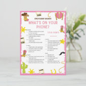 女性のカーボーイベビーシャワーゲーム – 編集可能な名前、5x7サイズ 招待状 (スタンド正面)