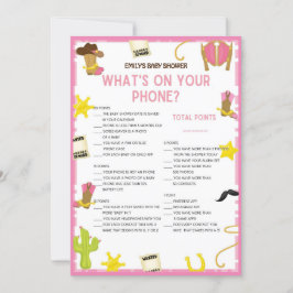 女性のカーボーイベビーシャワーゲーム – 編集可能な名前、5x7サイズ 招待状