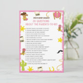 女性のカーボーイベビーシャワーゲーム – 編集可能な名前、5x7サイズ 招待状 (スタンド正面)