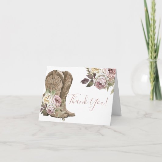 女性のカーボーイベビーシャワーサンキューカード サンキューカード (正面)