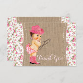 女性のカーボーイベビーシャワーサンキューカード サンキューカード (正面/裏面)