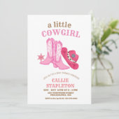 女性のカーボーイベビーシャワーワイルドウェストパーティーベビーシャワー 招待状 (スタンド正面)